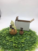 Load image into Gallery viewer, VTG 1930-40's Paper Mache Ghost on Pumpkin &amp; Cat w/Pumpkin
