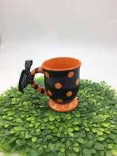 Load image into Gallery viewer, Black &amp; Orange Polka Dot Mug Burton &amp; Burton
