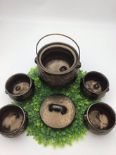 Load image into Gallery viewer, Vintage Hammered Metallic Bean pot with 4 serving crocks

