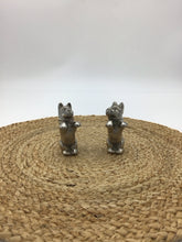 Load image into Gallery viewer, silver metal dogs sitting up begging
