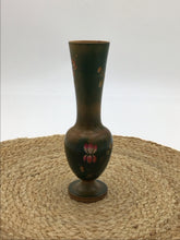 Load image into Gallery viewer, Wooden Turned Carved Etched Green Wood Pink Floral Leaf 7"
