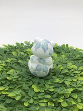 Load image into Gallery viewer, Milk Glass Bear Blue Flowers Hand painted
