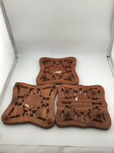 Load image into Gallery viewer, Set 3 Hand-carved wooden trivet
