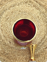 Load image into Gallery viewer, Bohemian glass gold enamel ruby decanter and 5 glasses
