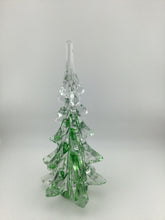 Load image into Gallery viewer, Clear &amp; Green Swirl Crystal Art Glass Christmas Tree 9" 2
