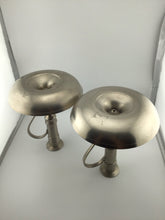 Load image into Gallery viewer, 8" Pair Pottery Barn Matte Brushed Silver Candlestick Holders
