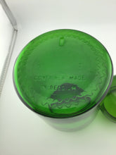 Load image into Gallery viewer, Green Glass Apothecary Jar w/Lid 9" Belgium VTG
