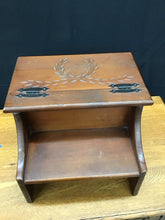 Load image into Gallery viewer, Vintage wooden bed step stool with storage
