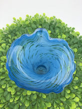 Load image into Gallery viewer, Hand Blown Blue White Swirl Glass vase
