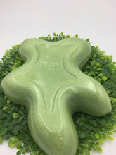 Load image into Gallery viewer, Green Speckle Console Bowl Dish #B1407 Leaf Design
