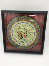 Load image into Gallery viewer, Chinese Peach Flowers Embroidered Round Textile Panel Silk
