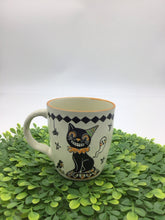 Load image into Gallery viewer, Handpainted Eli and Ana mug Vintage-Style Black Cat
