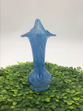 Load image into Gallery viewer, Hand Blown Blue White Swirl Glass vase
