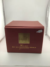 Load image into Gallery viewer, Holly Berry Stackable Bowls Set of 2 w Lids 6" &amp; 7" NEW BOX
