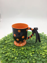 Load image into Gallery viewer, Black &amp; Orange Polka Dot Mug Burton &amp; Burton

