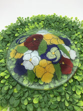Load image into Gallery viewer, Round Fused Glass Pansies Bowl
