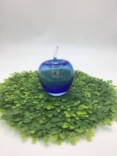 Load image into Gallery viewer, Cobalt Blue/Clear Signed Glass Apple Paperweight

