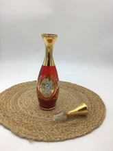 Load image into Gallery viewer, Bohemian glass gold enamel ruby decanter and 5 glasses
