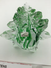 Load image into Gallery viewer, Clear &amp; Green Swirl Crystal Art Glass Christmas Tree 9" 2
