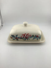 Load image into Gallery viewer, Holly Red Ribbon Winter Greetings Butter Dish
