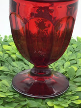 Load image into Gallery viewer, 8" Ruby Red Glass Lidded Candy Dish With Hand Painted Floral
