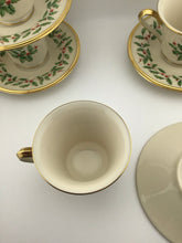 Load image into Gallery viewer, Set 4 Holly Berry Holiday Coffee or Tea Cup &amp; Saucer
