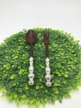 Load image into Gallery viewer, Sterling Silver &amp; Wood Salad Servers
