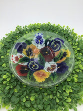 Load image into Gallery viewer, Round Fused Glass Pansies Bowl
