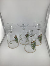 Load image into Gallery viewer, Set 4 Christmas Tree Gold Pedestal Goblets 16oz NEW (BOX)

