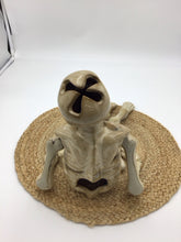 Load image into Gallery viewer, Vtg Glazed Pottery Skeleton Articulated Tea Light Candle Holder
