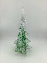 Load image into Gallery viewer, Clear &amp; Green Swirl Crystal Art Glass Christmas Tree 9" 2
