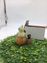 Load image into Gallery viewer, VTG 1930-40's Paper Mache Ghost on Pumpkin &amp; Cat w/Pumpkin
