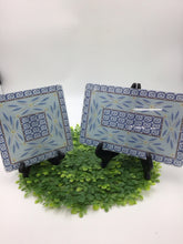 Load image into Gallery viewer, Set/2 Temaptions Old World Blue Glass Trivets New in Pkg
