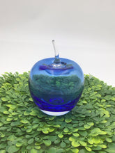 Load image into Gallery viewer, Cobalt Blue/Clear Signed Glass Apple Paperweight
