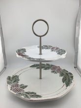 Load image into Gallery viewer, Ambiance Vintage Pine 2 Tier Serving Pinecones Greenery Pottery

