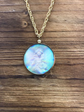 Load image into Gallery viewer, Vintage Gold Tone Fairy Hologram Pendant Necklace
