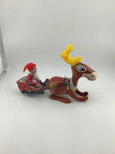 Load image into Gallery viewer, Vintage tin wind up toy santa with reindeer
