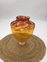Load image into Gallery viewer, Glass Footed Urn Vase Swirling Amber.Orange and Yellow
