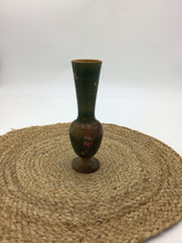 Load image into Gallery viewer, Wooden Turned Carved Etched Green Wood Pink Floral Leaf 7"
