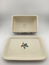 Load image into Gallery viewer, Holly Red Ribbon Winter Greetings Butter Dish
