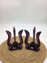 Load image into Gallery viewer, Viking Glass Epic Candle Holders Amethyst Plum Candlesticks(2)
