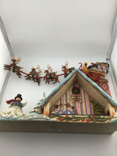 Load image into Gallery viewer, Heartwood Creek DREAMS FLY Santa in Sleigh Over House Figure
