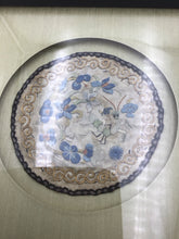 Load image into Gallery viewer, Antique Chinese Embroidered Blue Flowers Gold Trim
