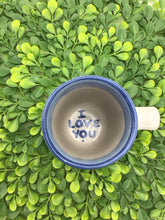 Load image into Gallery viewer, M. A. Hadley Blue/Pink Heart Coffee Cup/Mug
