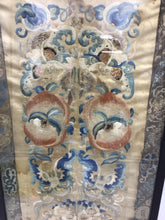 Load image into Gallery viewer, Antique Chinese Silk Embroidered Panel Peaches and Goldfish
