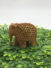 Load image into Gallery viewer, Hand Carved Wood Elephant w/Baby Elephant Inside Trunk Up
