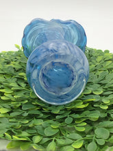 Load image into Gallery viewer, Hand Blown Blue White Swirl Glass vase
